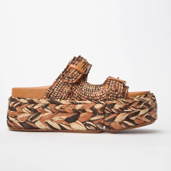 Robert Clergerie Shoes - Robert Clergerie Paris Quinie4 platform raffia sandal